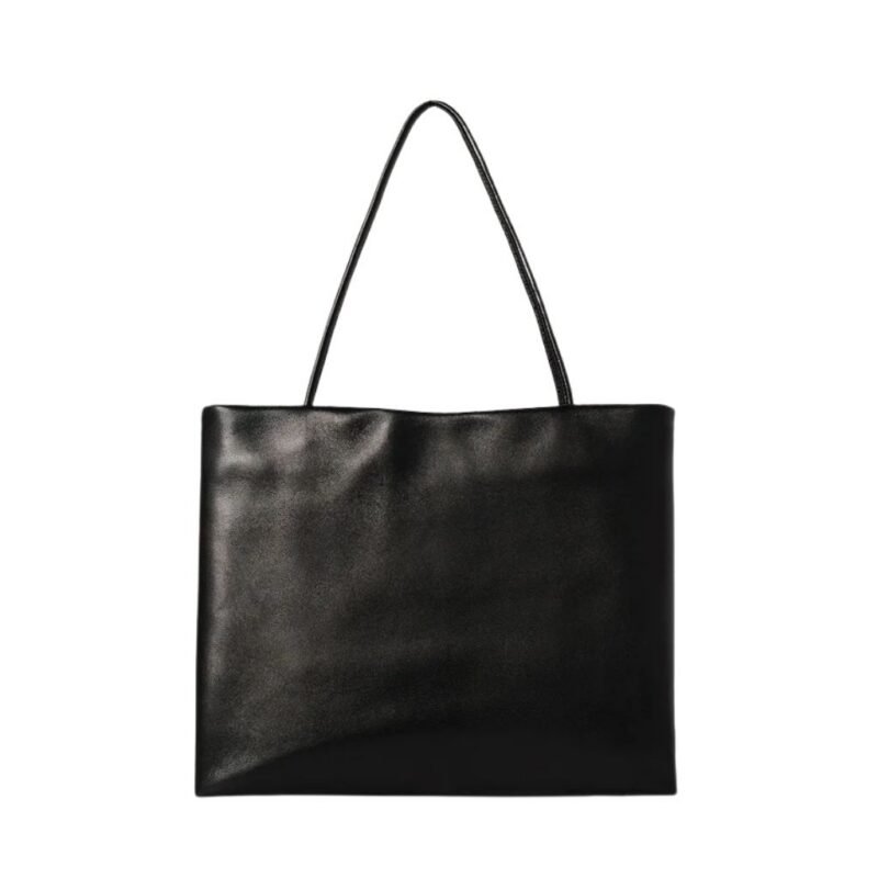 The Row Leather Cecily Top Handle Bag Black