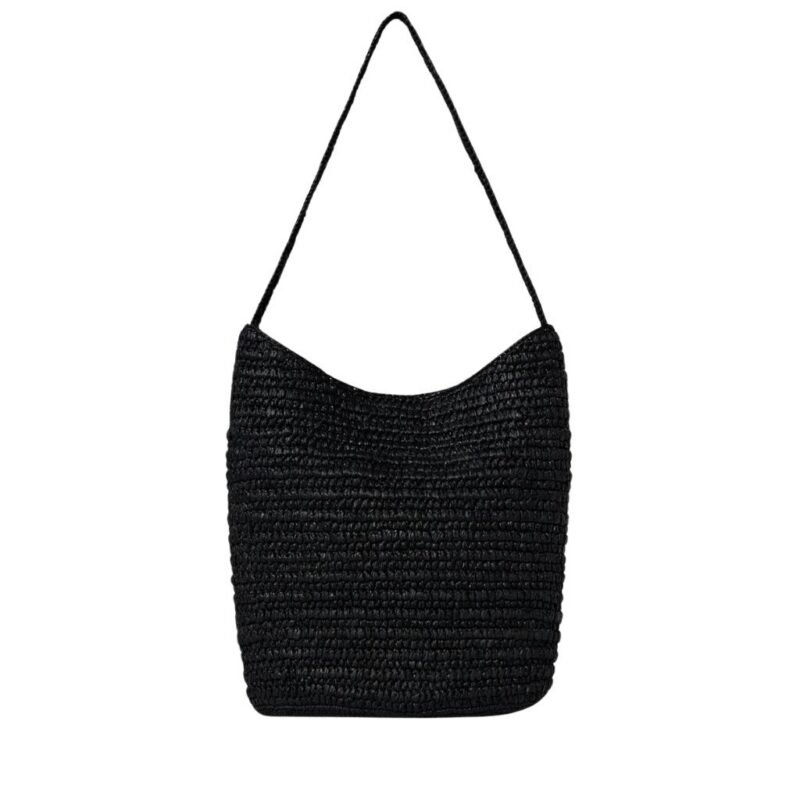 The Row Alma Shoulder Raffia Bag Black