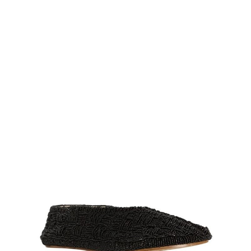 The Row Embroidered Stella Slipper Black