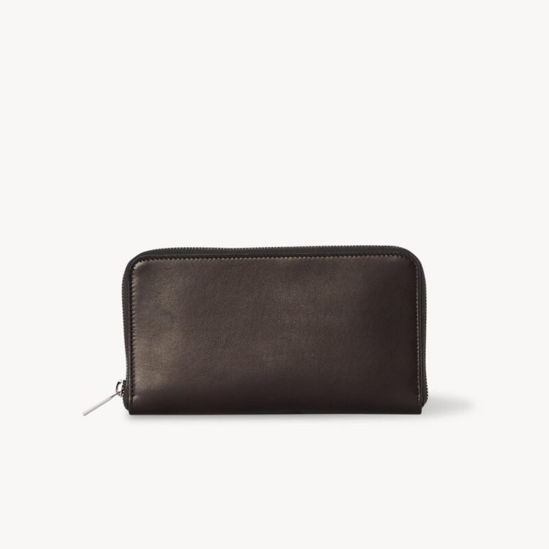 The Row Large Zip Wallet Dark Brown