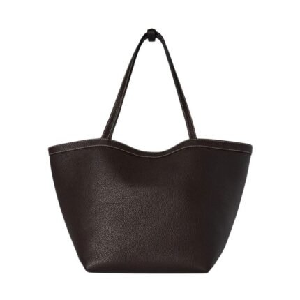 The Row Park Tote Three Stitch Bag Dark Brown / Ecru