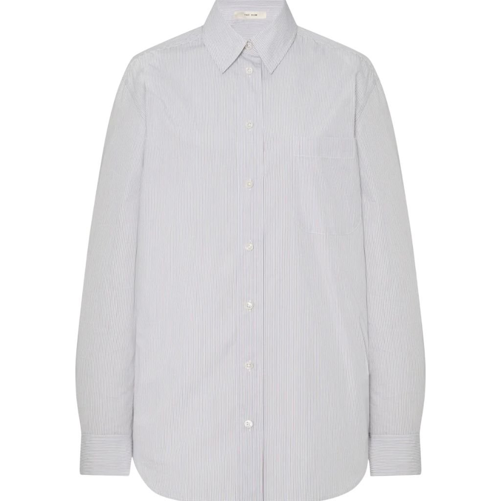 17 The Row Gavina Shirt White Blue Stripe