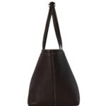 The Row Park Tote Three Stitch Bag Dark Brown / Ecru