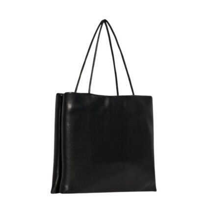 The Row Leather Cecily Top Handle Bag Black