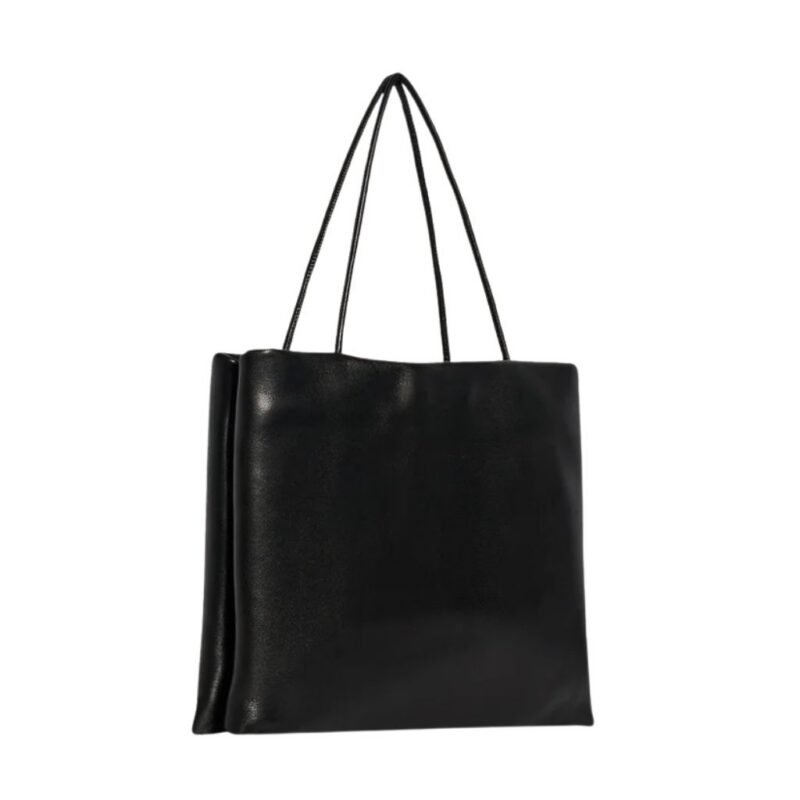 The Row Leather Cecily Top Handle Bag Black