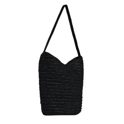 The Row Alma Shoulder Raffia Bag Black