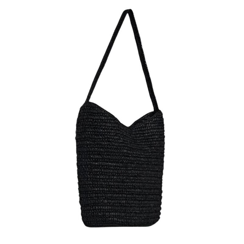The Row Alma Shoulder Raffia Bag Black