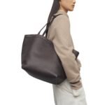 The Row Park Tote Three Stitch Bag Dark Brown / Ecru