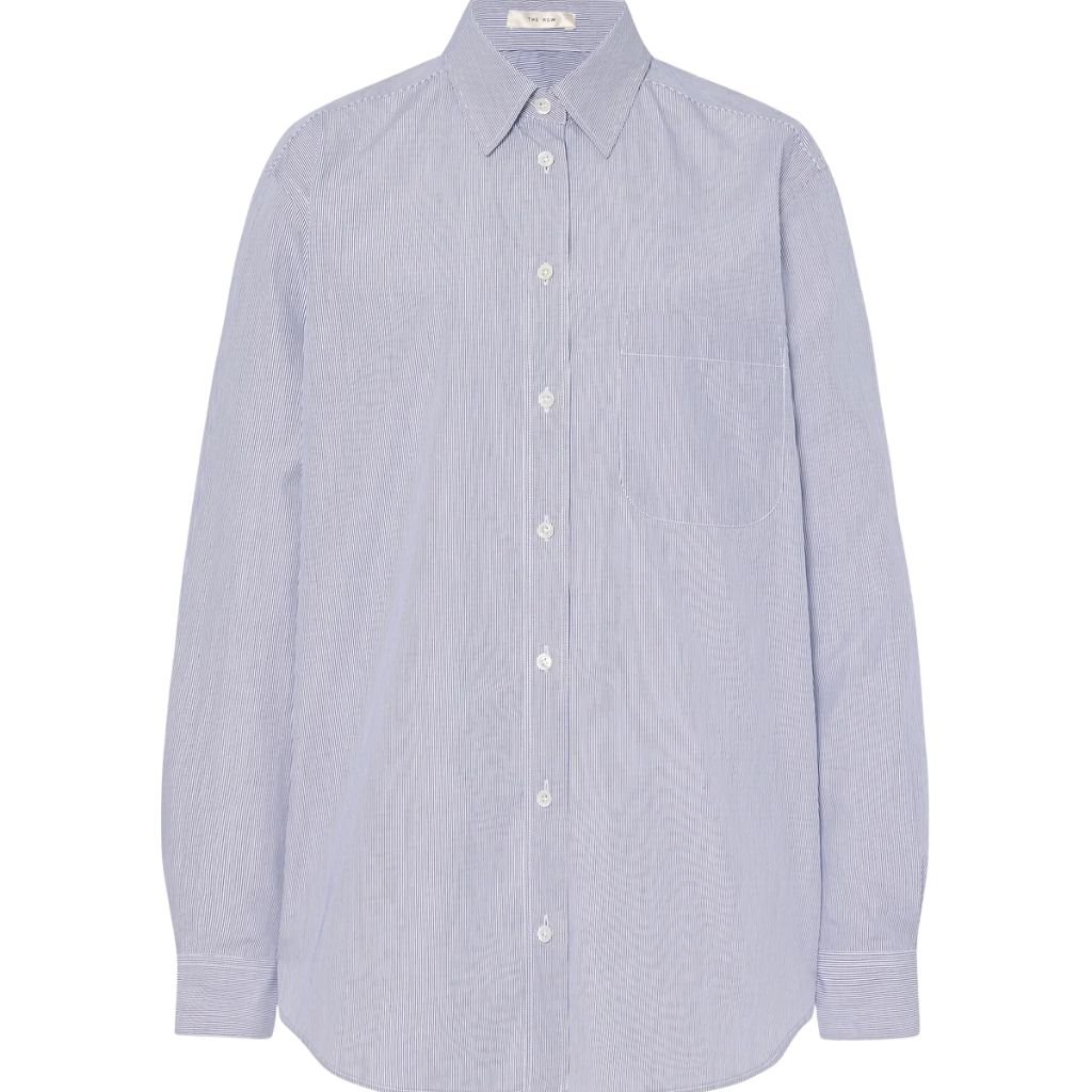 25 The Row Gavina Shirt White Blue Stripe