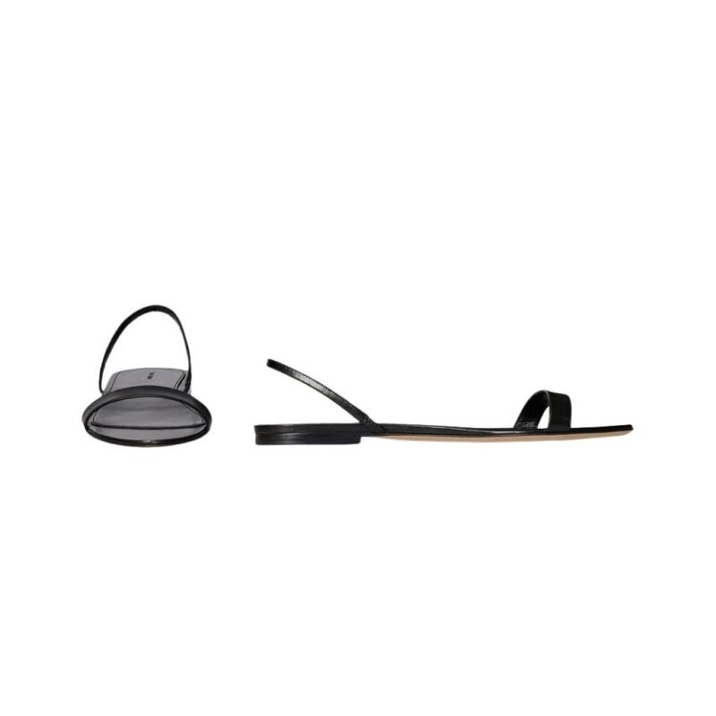 The Row Ella Flat Sandal Black