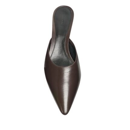 The Row Liisa Kitten Mule Lacquer Brown