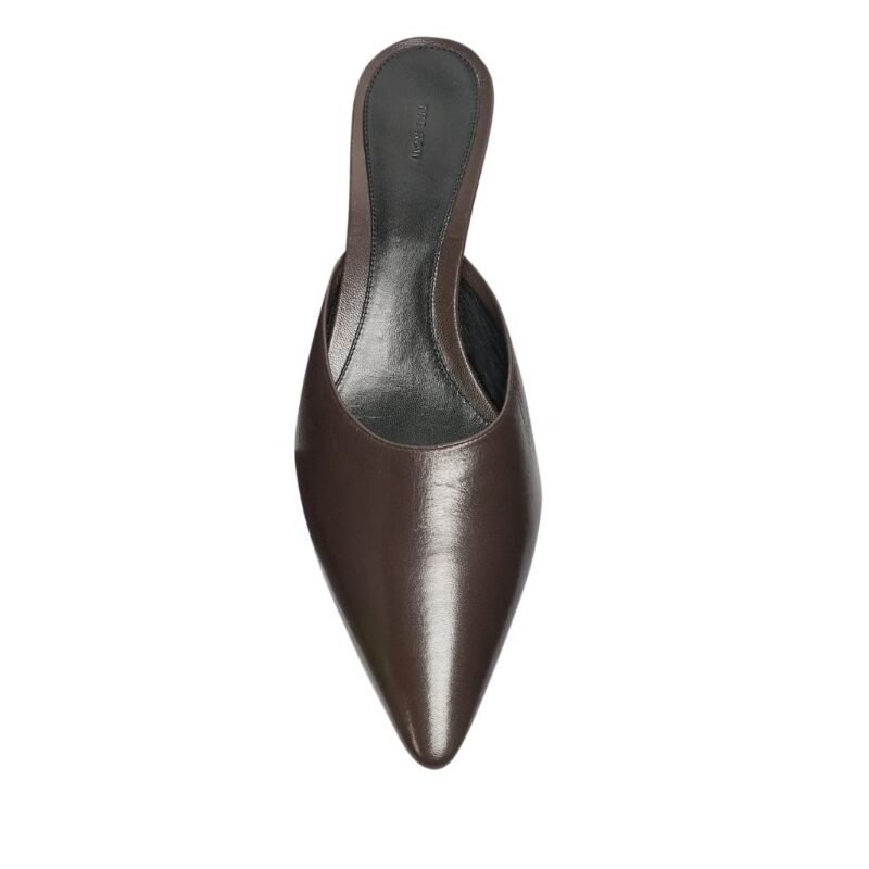 The Row Liisa Kitten Mule Lacquer Brown