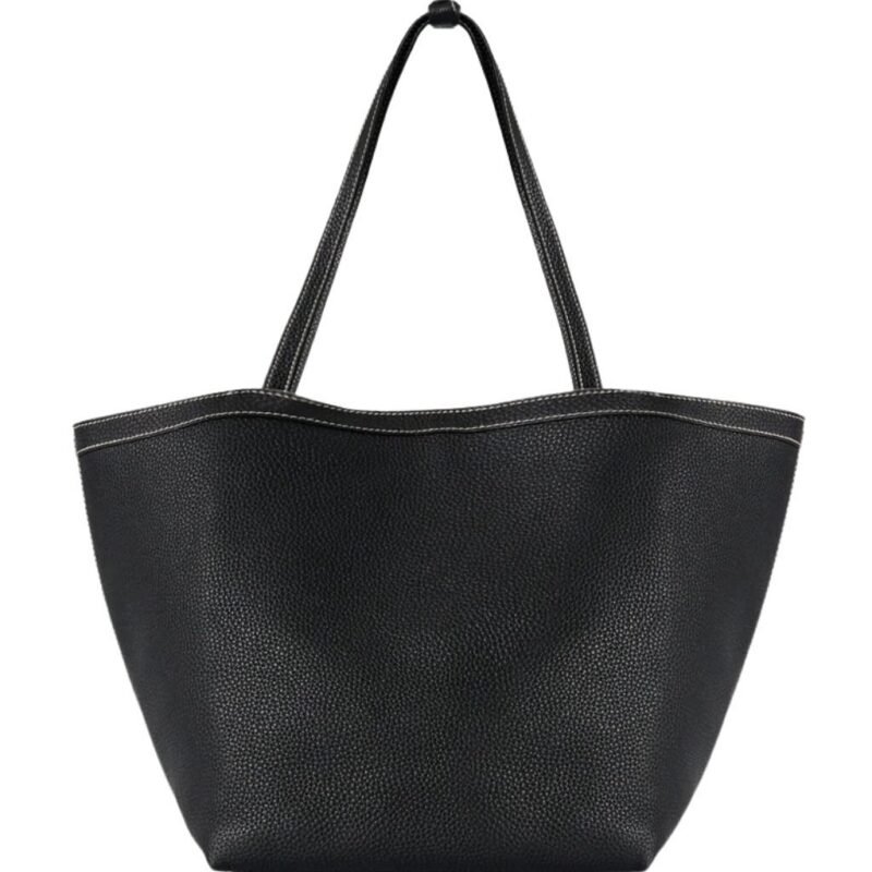 The Row Park Tote Three Stitch Bag Black / Ecru