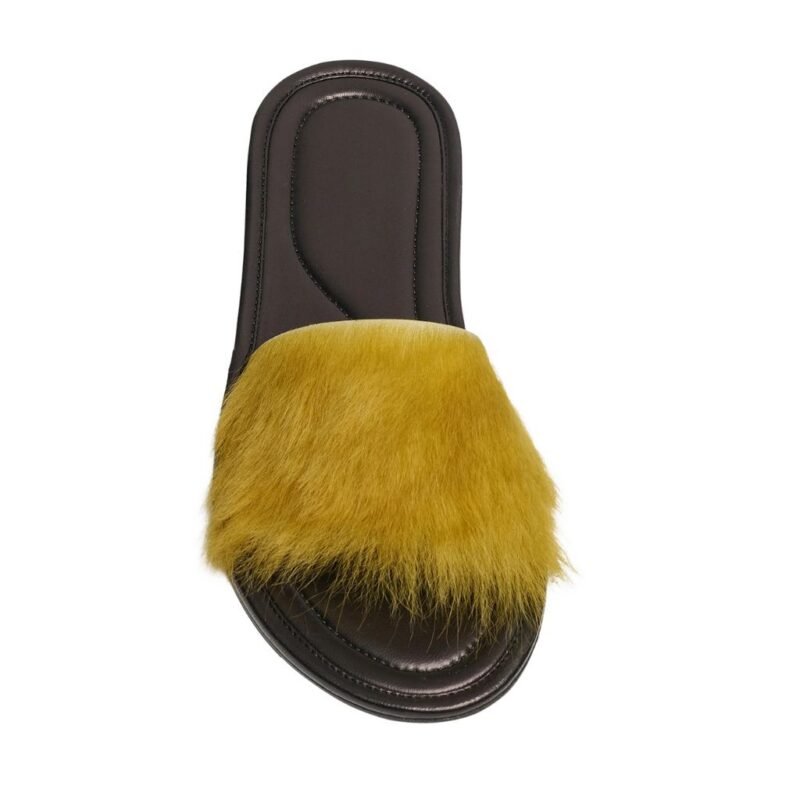 The Row Malick Fur Slide Moss