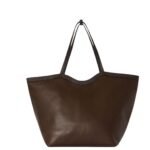 The Row XL Stitched Park Tote Bag Deep Brown / Deep Brown