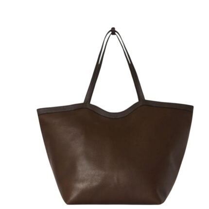 The Row XL Stitched Park Tote Bag Deep Brown / Deep Brown