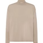 The Row Delsie Mock Neck Top Taupe