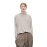 The Row Delsie Mock Neck Top Taupe